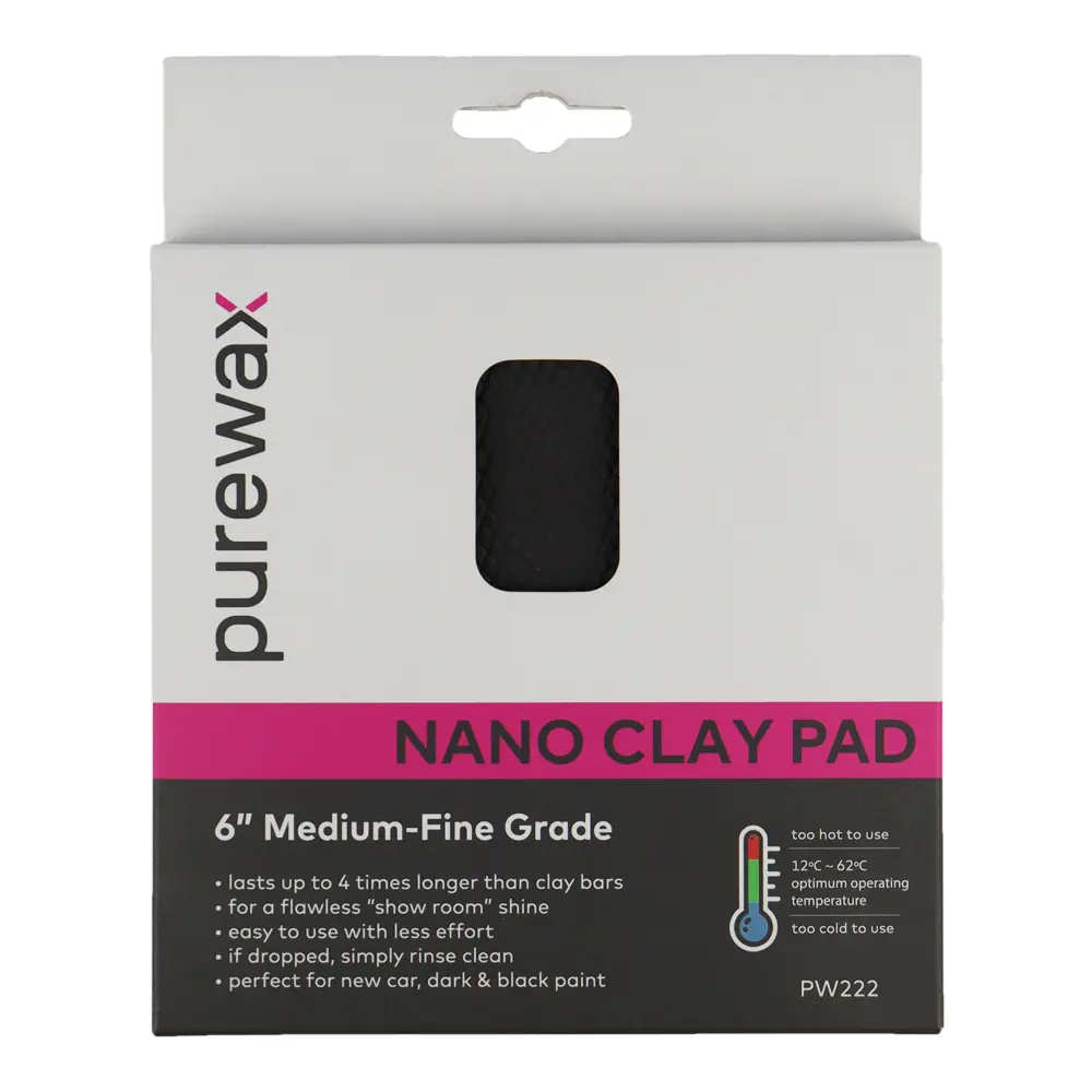 Purewax Nano Clay Pad 6" 150Mm Medium Fine Grade Hook & Loop Up To 50 Washes 1