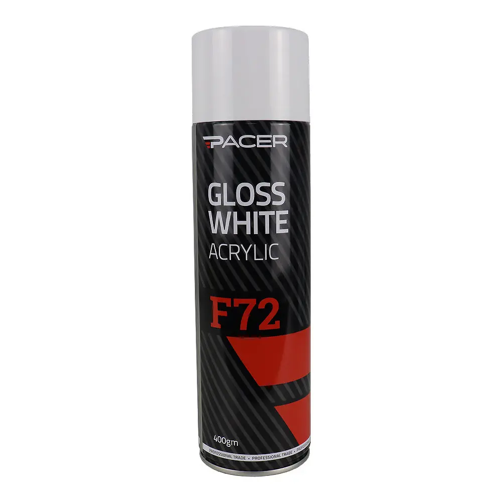 Pacer F72 Gloss White Acrylic 400Gm Automotive Spray Paint Fast Drying 1