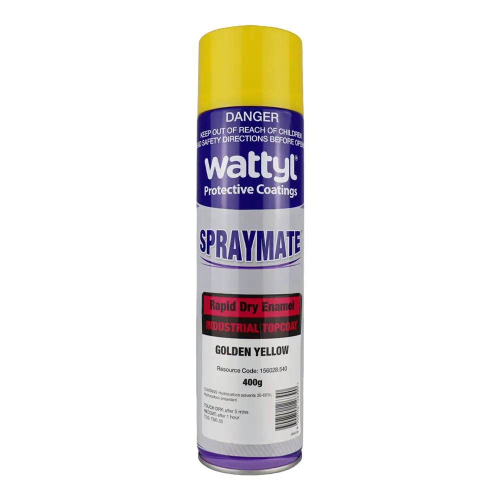 Wattyl Spraymate Industrial Quick Dry 1K Enamel 400G Aerosol Y14 Golden Yellow 1