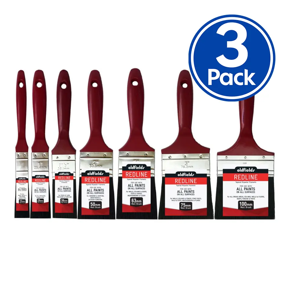 Oldfields Redline Range All Purpose Economical Paint Brush 12Mm To 100Mm X 3 Pack 1