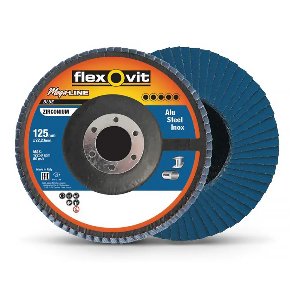 Flexovit Megaline R828 Sanding Flap Disc 125Mm X 22Mm 120 Grit Zirconia Z120 1