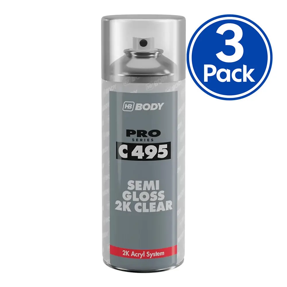 Hb Body 2K Semi Gloss Express Clear Coat Paint C495 Aerosol 400Ml X 3 Pack 1