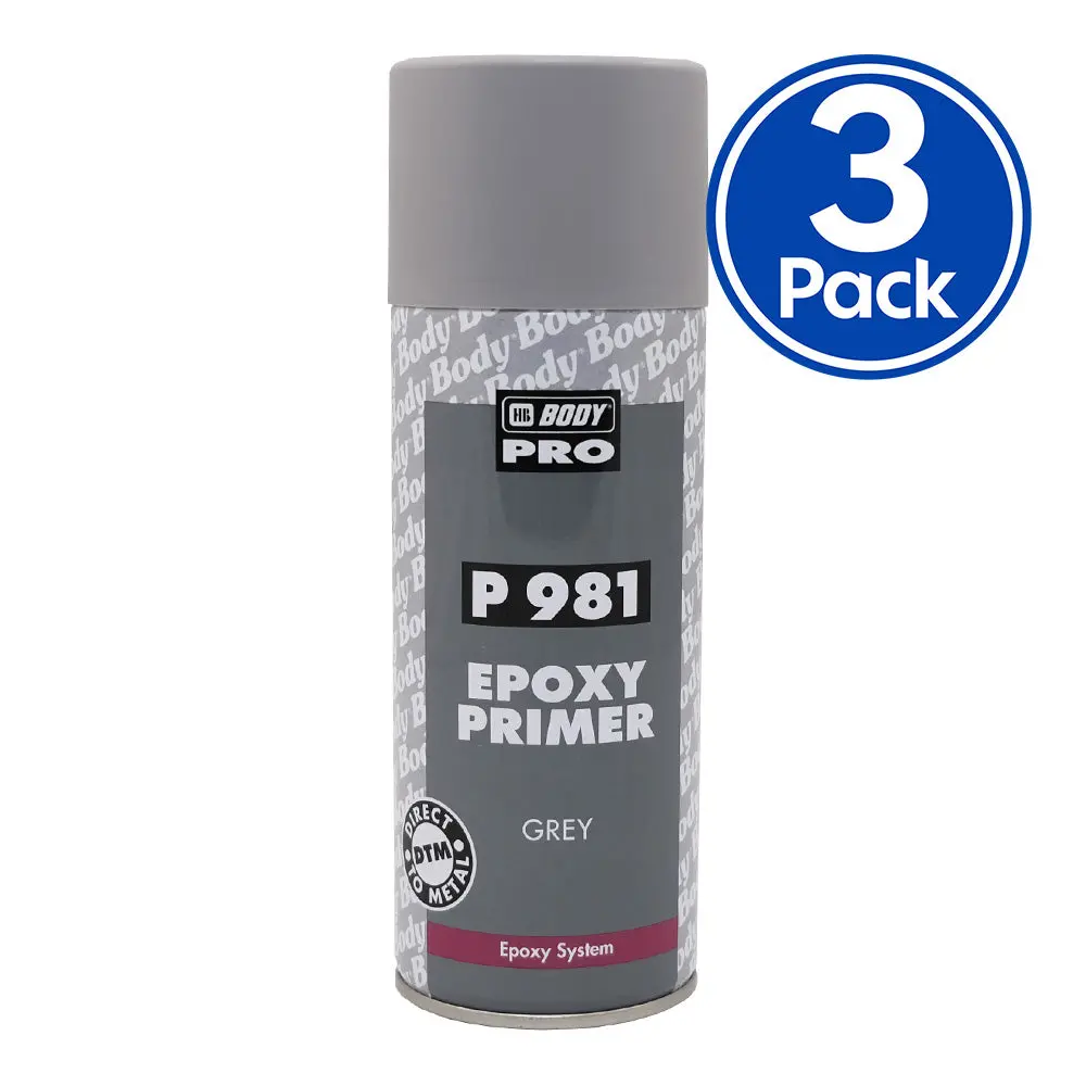 Hb Body 981 1K Epoxy Primer Aerosol 400Ml Grey X 3 Pack Automotive Metal 1