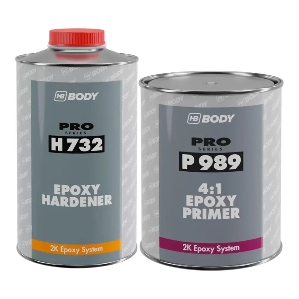 Hb Body P989 + H732 4:1 2K Epoxy Primer 1.25L Grey Kit With Hardener Pack Bundle 1