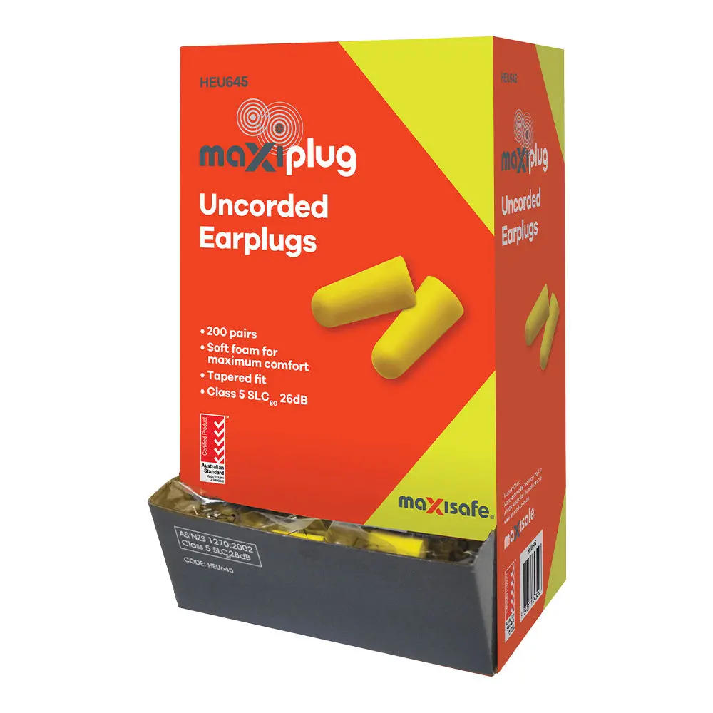 Maxisafe Disposable Foam Earplugs Safety Hearing Protection X 200 Pairs 1