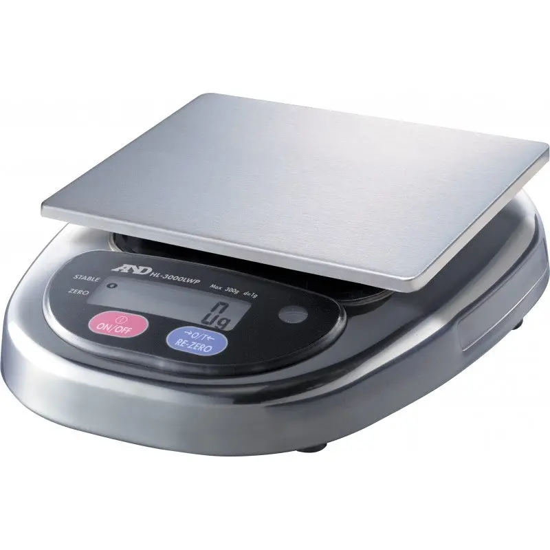 A&D Hl-Series Washdown Scale, Stainless Steel, 3000 X 1 Grams With Large Pan 1