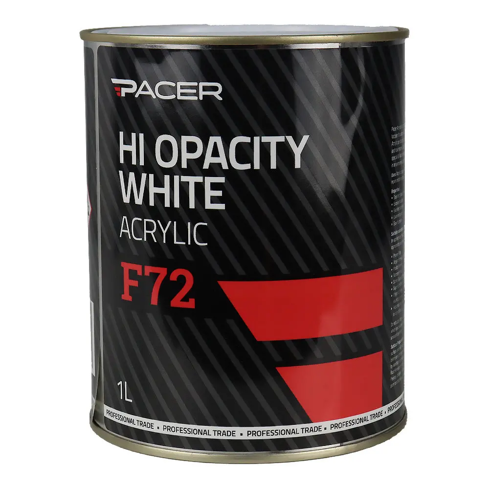 Pacer F72 Hi Opacity White Acrylic Paint 1L Professional Automotive Durable 1
