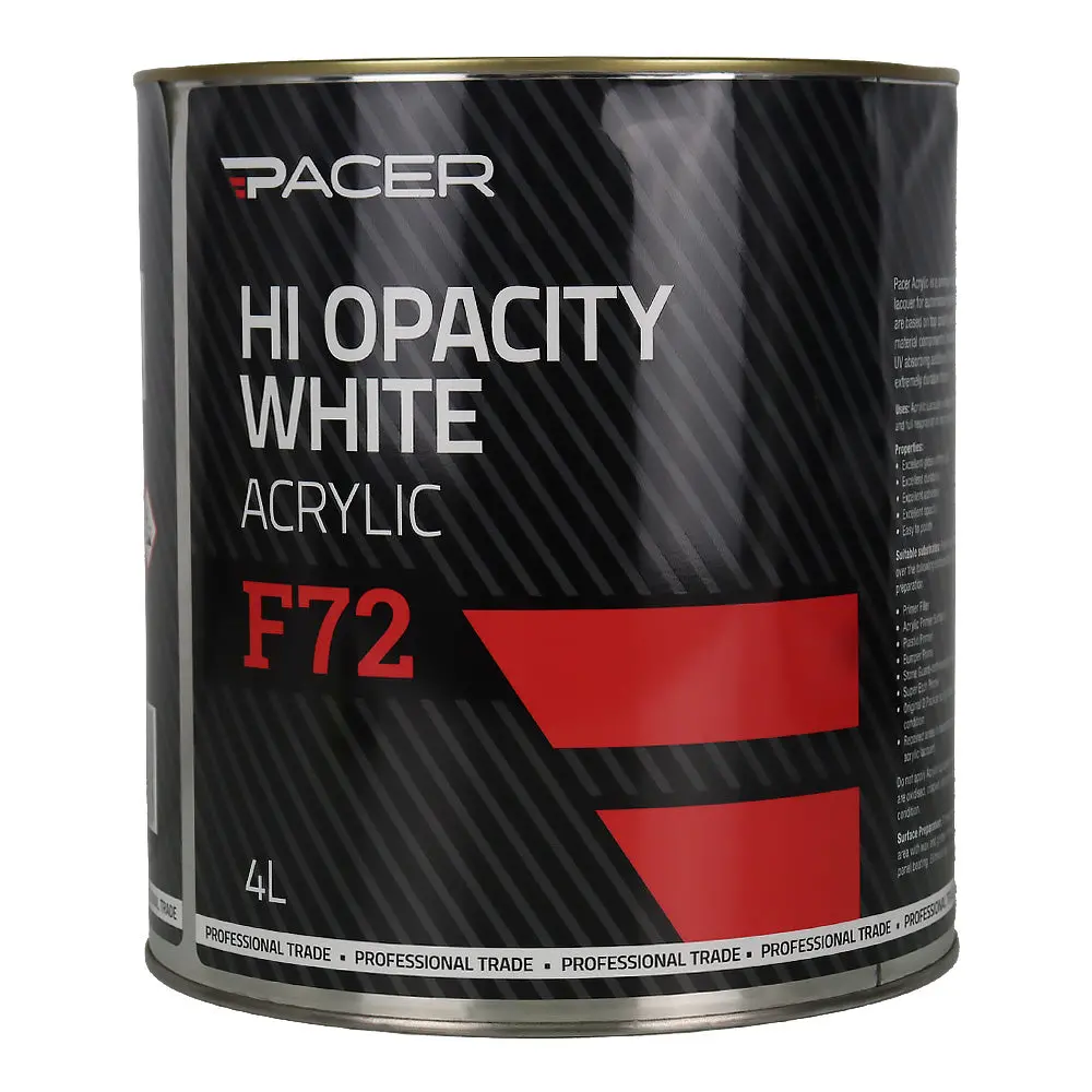 Pacer F72 Hi Opacity White Acrylic Paint 4L Professional Automotive Durable 1