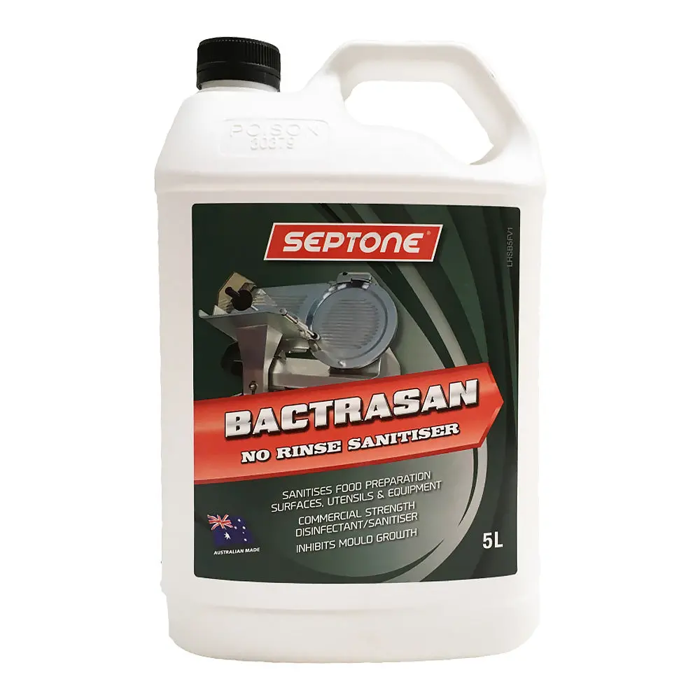 Septone Bactrasan Powerful Ammonium Based No Rinse Liquid Sanitiser 5L 1