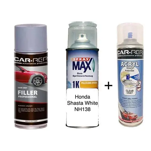 Car Touch Up Can Honda Shasta White Nh138 Plus 1K Clear Coat & Primer 1