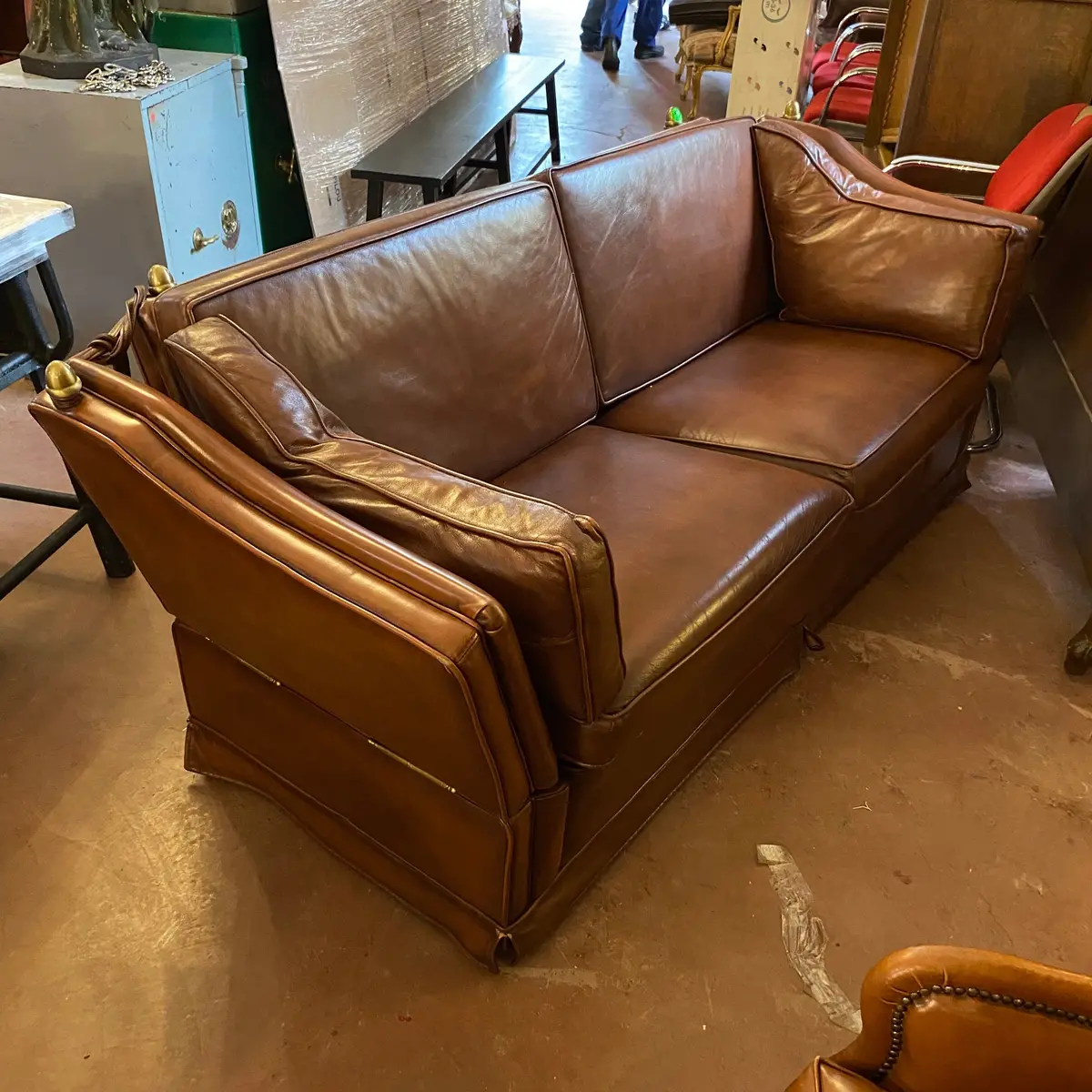 Brown Knoll Leather Sofa - Sold 1