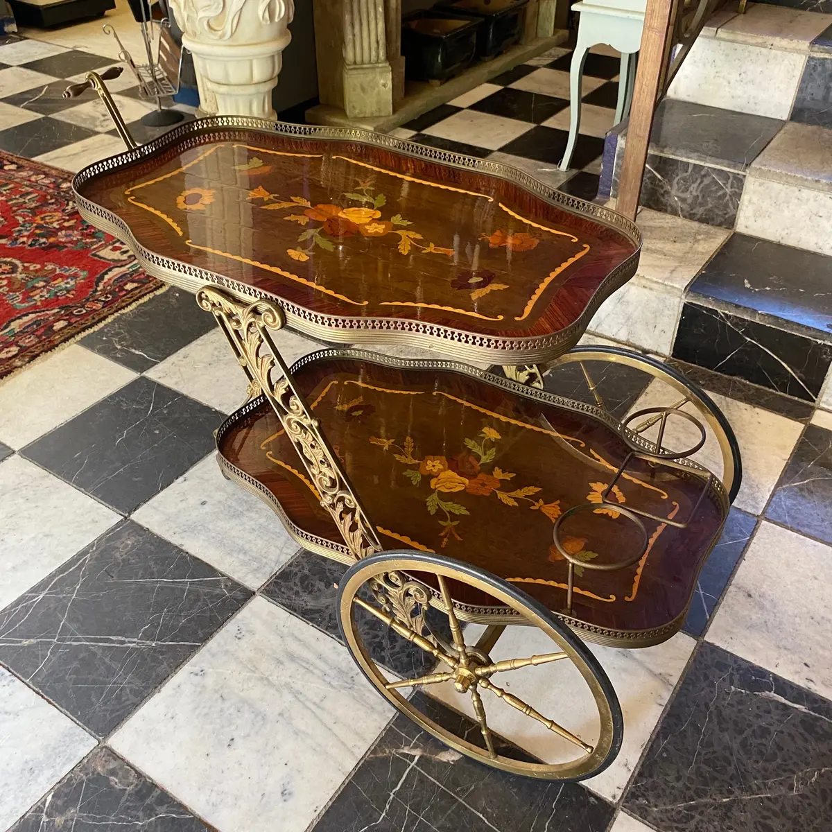 Beautiful Vintage Italian Inlaid Drinks Trolley - Sold 1
