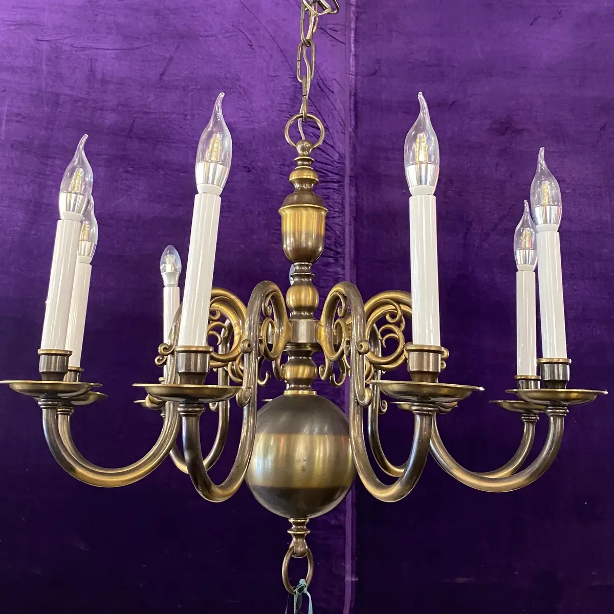 Classic Antique Aged Brass Flemish Chandelier - Sold 1