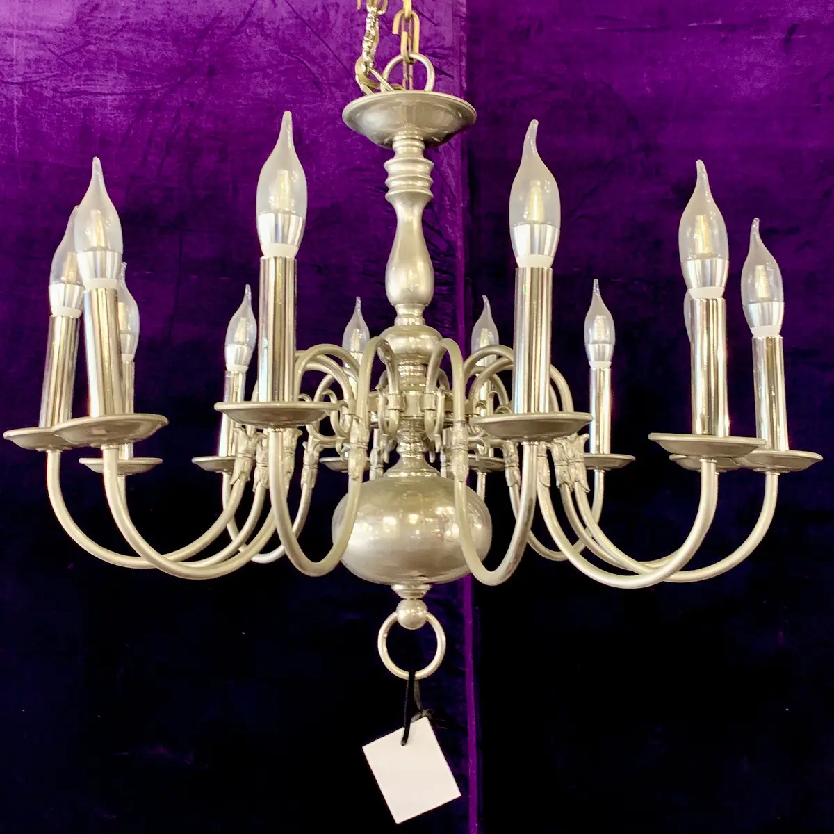 Antique Polished Nickel Flemish Chandelier - Sold 1