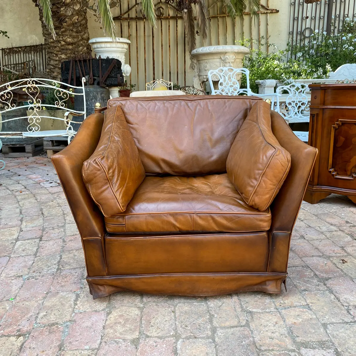 Vintage Knoll Leather Wingback Armchair - Sold 1