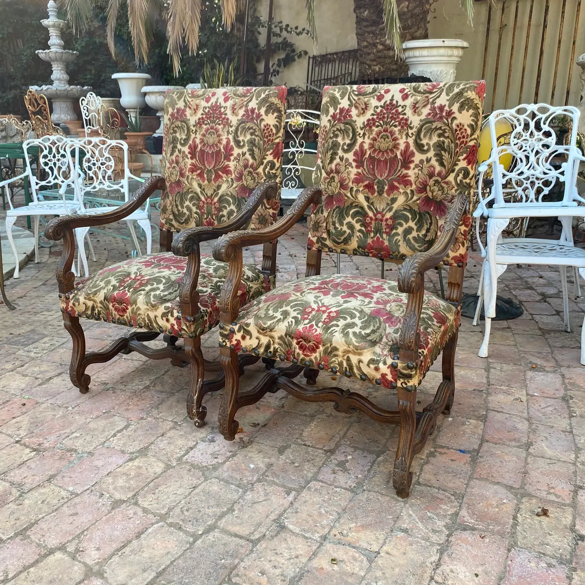 Large Pair Of Carved Oak Armchairs 1