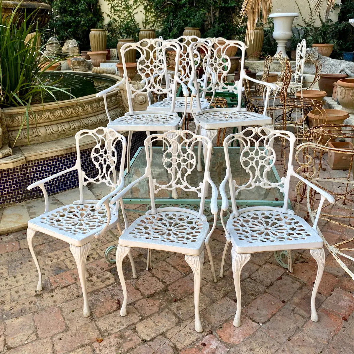 Set Of French Cast Iron Dining Chairs 1