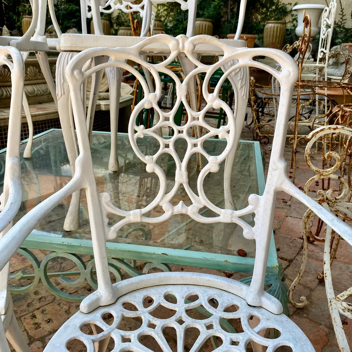 Set Of French Cast Iron Dining Chairs 2