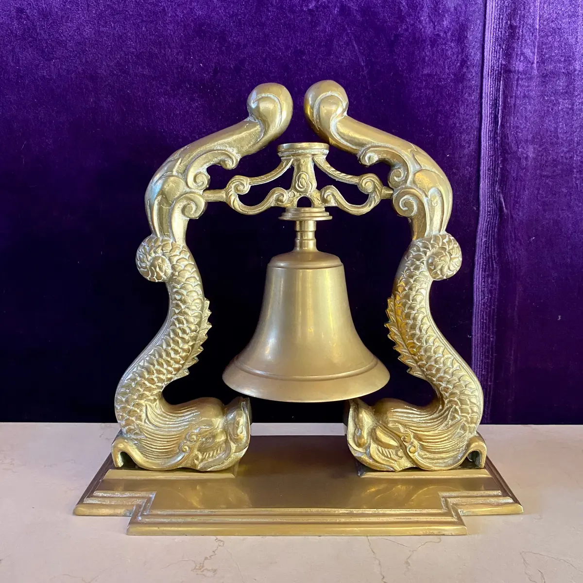 An Antique Asian Brass Bell With Koi Fish - Sold 1