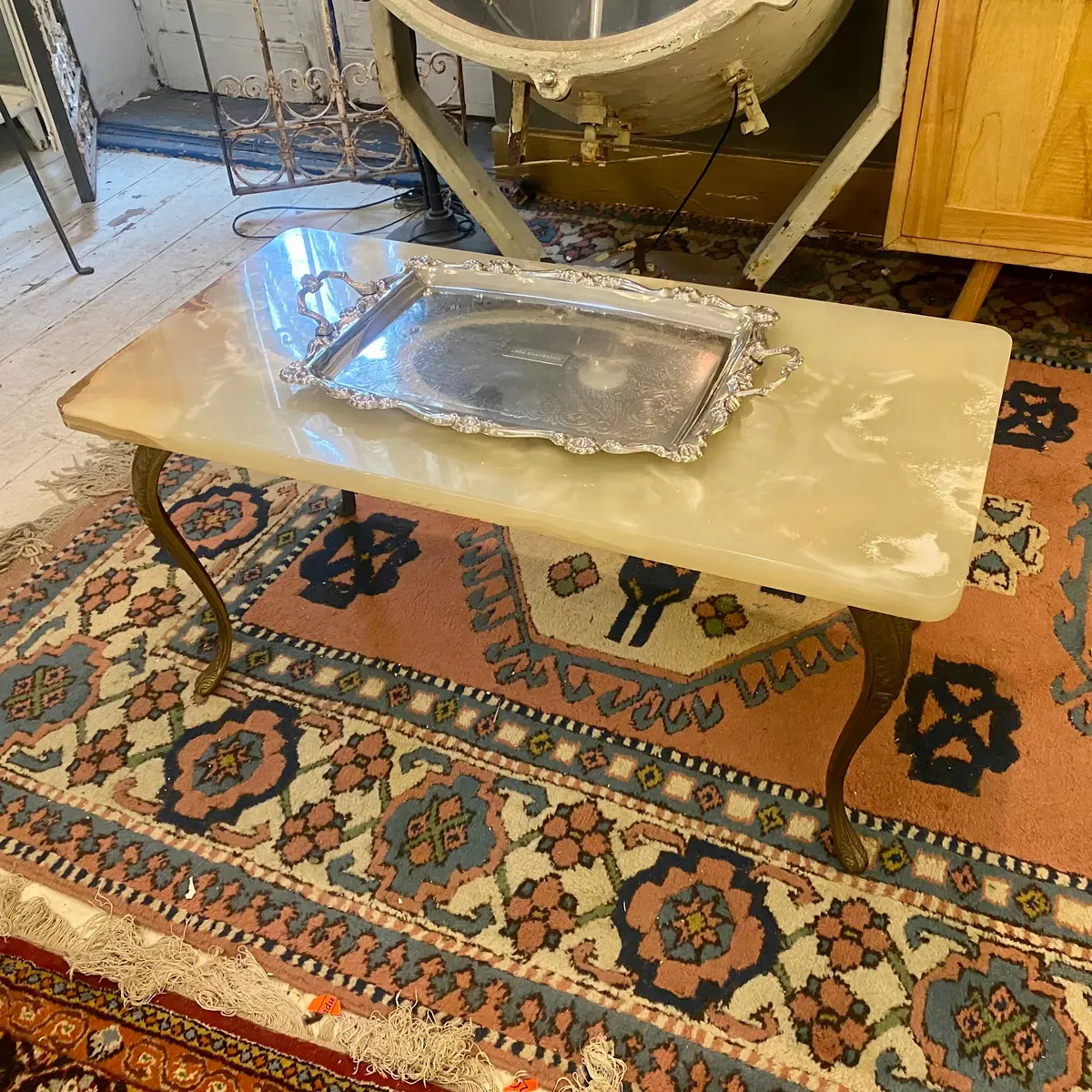 Antique French Coffee Table With Jade Top - Sold 1