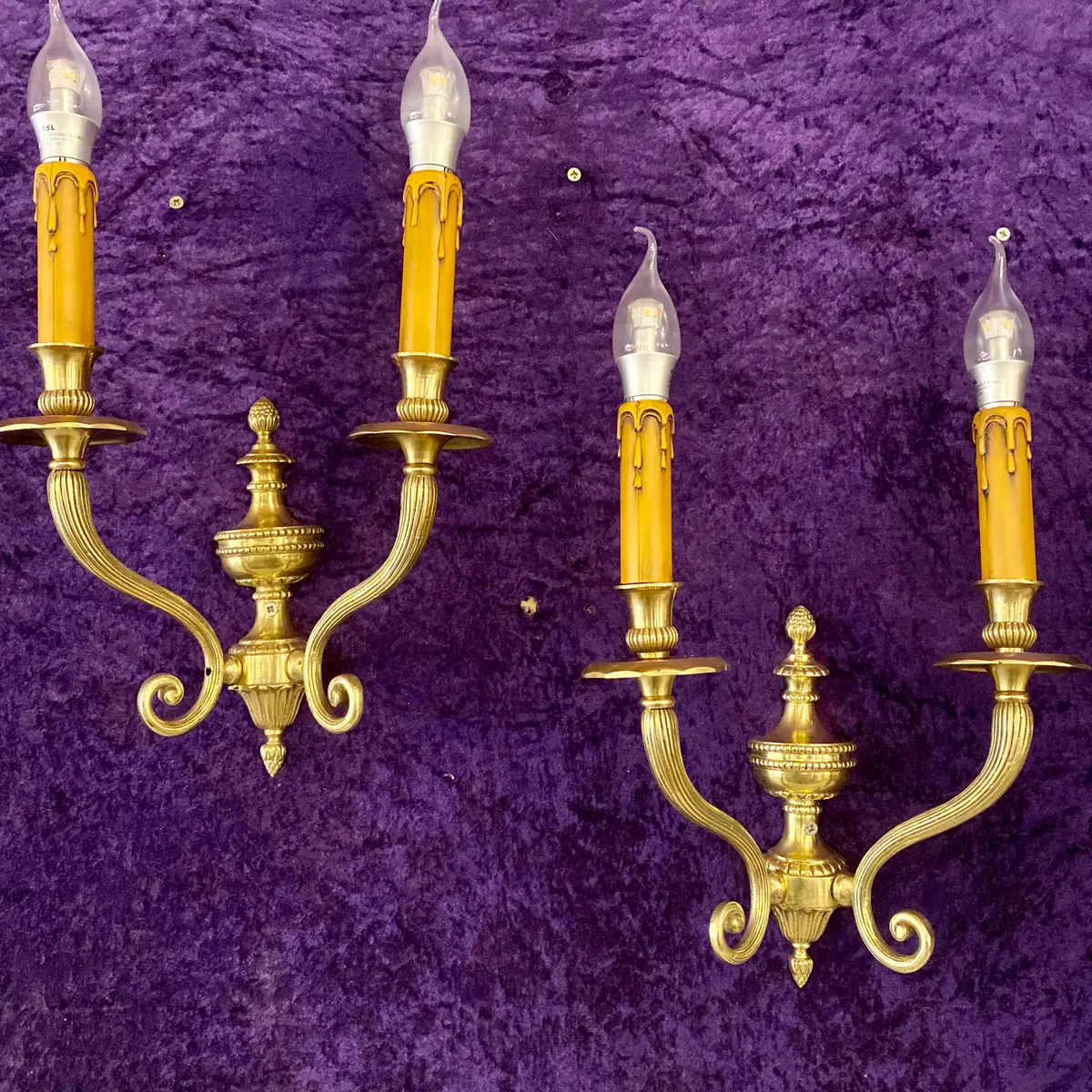 A Pair Of Antique Brass Wall Sconces - Sold 1