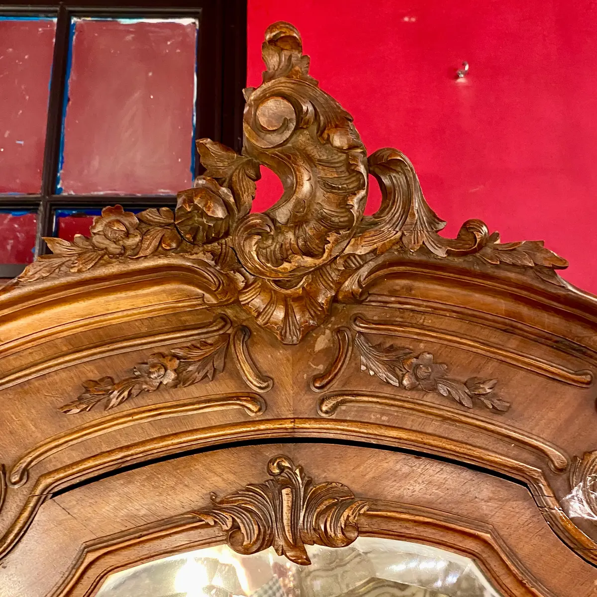 Antique Walnut Armoire With Mirror Front - Sold 2
