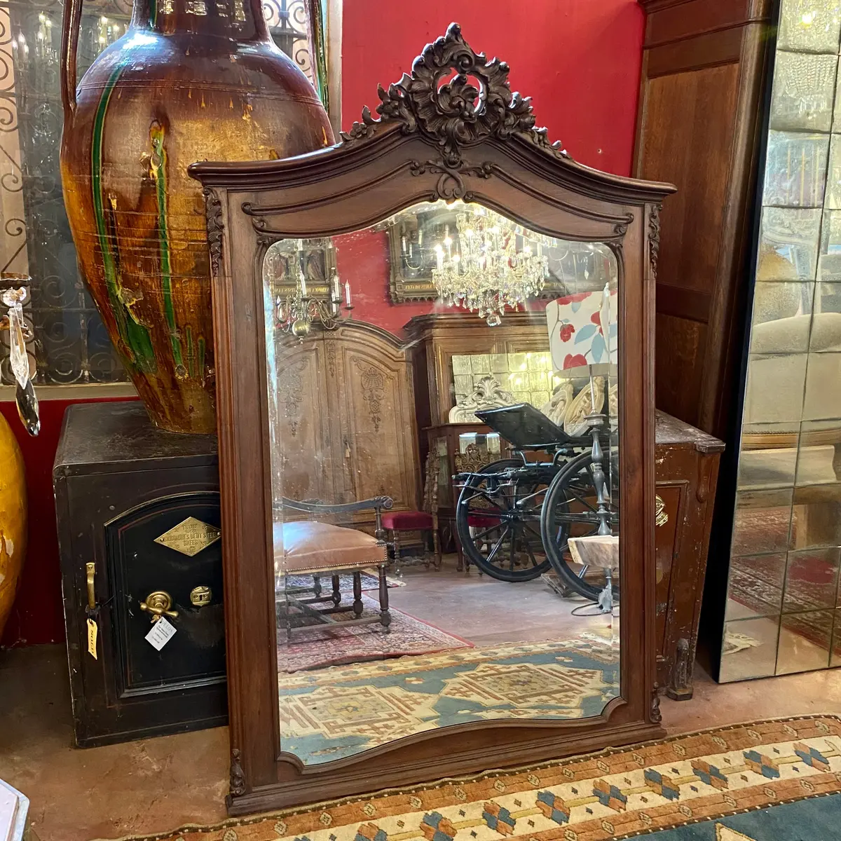 Antique French Mahogany Bevelled Mirror - Sold 1