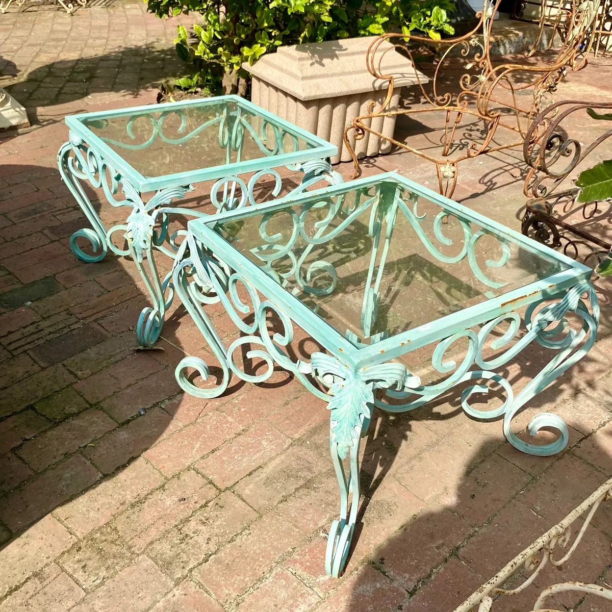 Rustic Wrought Iron Side Tables 1