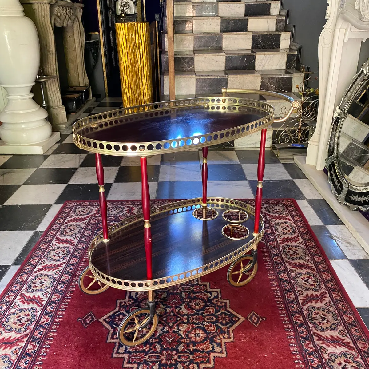 Vintage Italian Drinks Trolley With Red Details - Sold 1