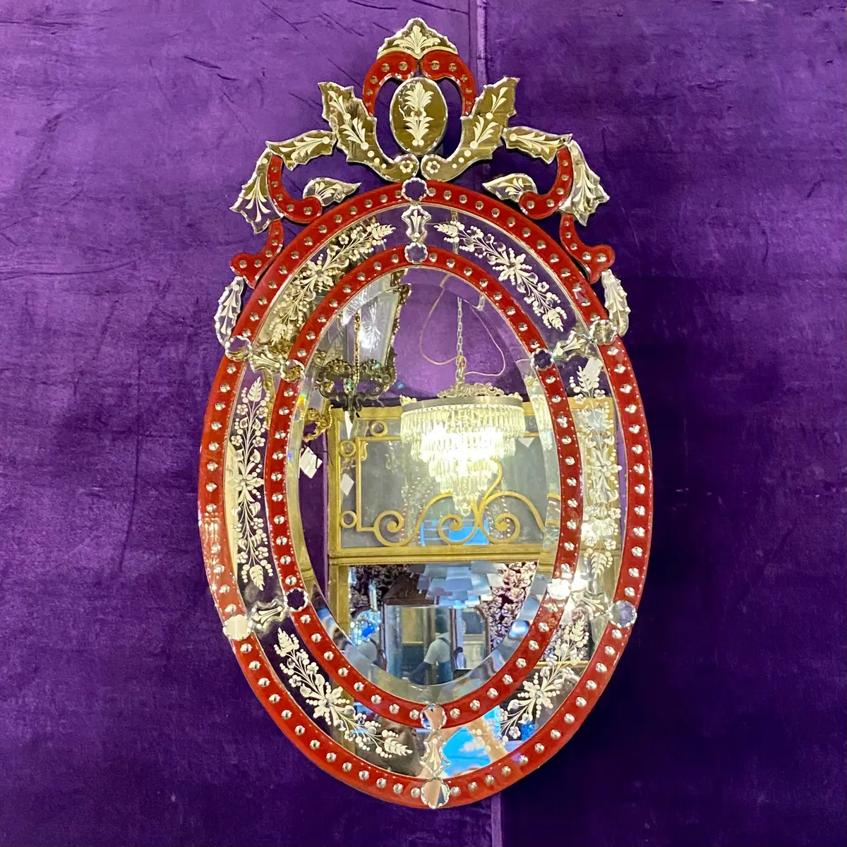 Red Venetian Style Mirror - Sold 1