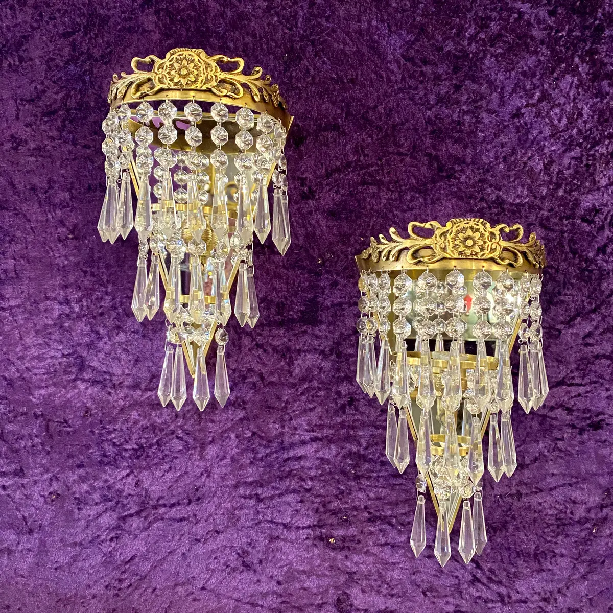 Pair Of Polished Brass Waterfall Sconces - Sold 1
