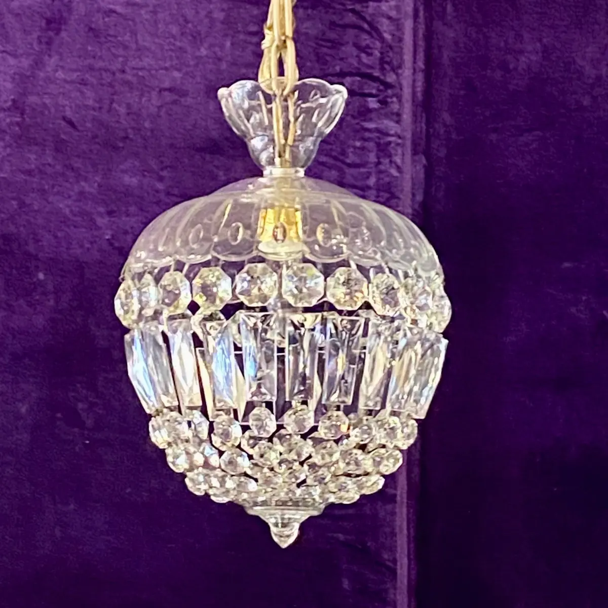 Antique Glass And Crystal Pendant - Sold 1