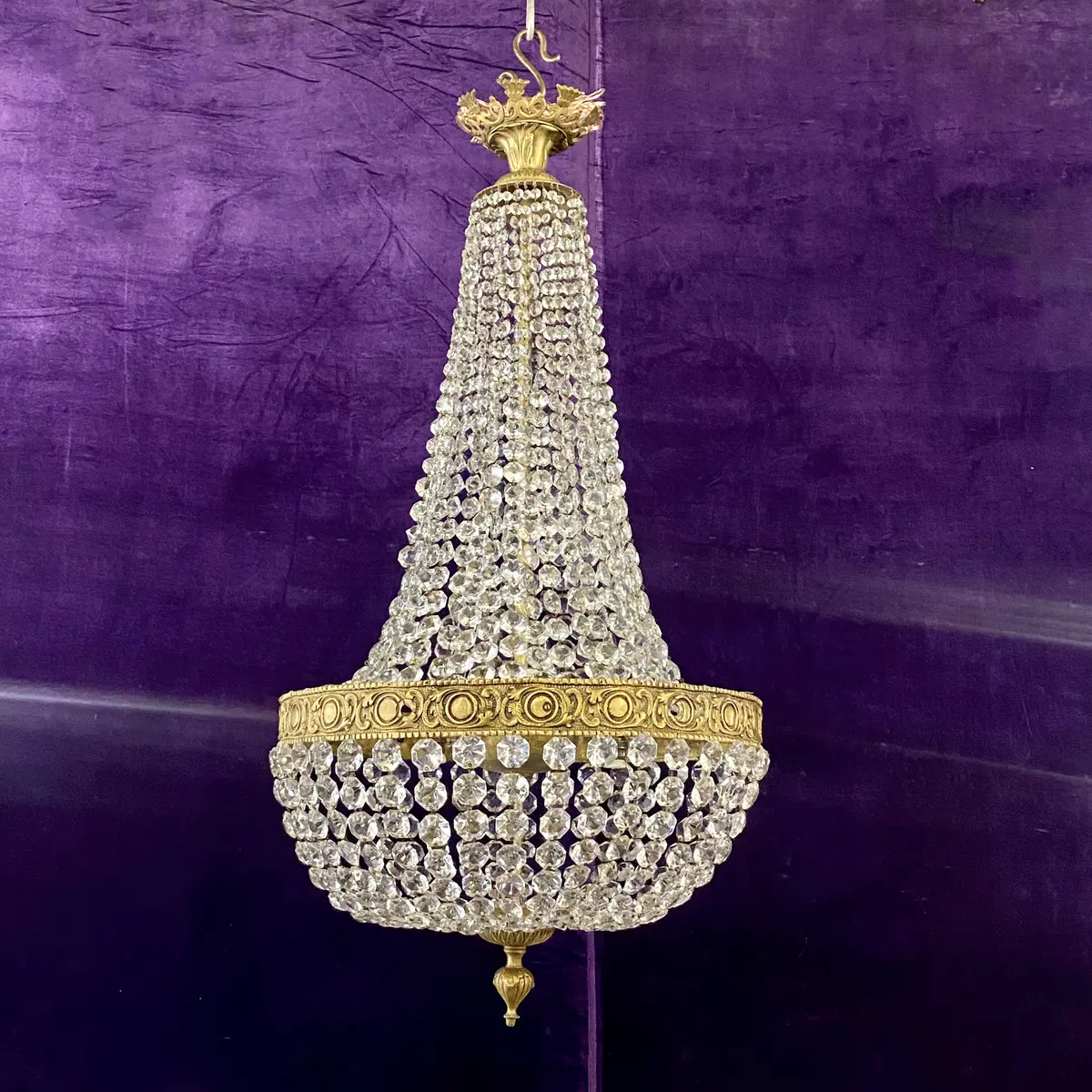 Magnificent Antique Neoclassical Chandelier With Brass Frame - Sold 1