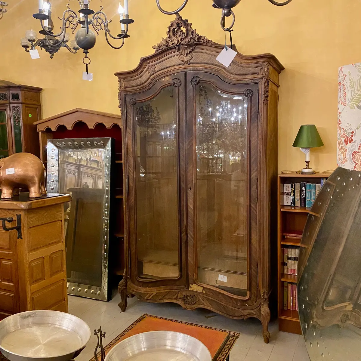 Antique Walnut Display Cabinet 1
