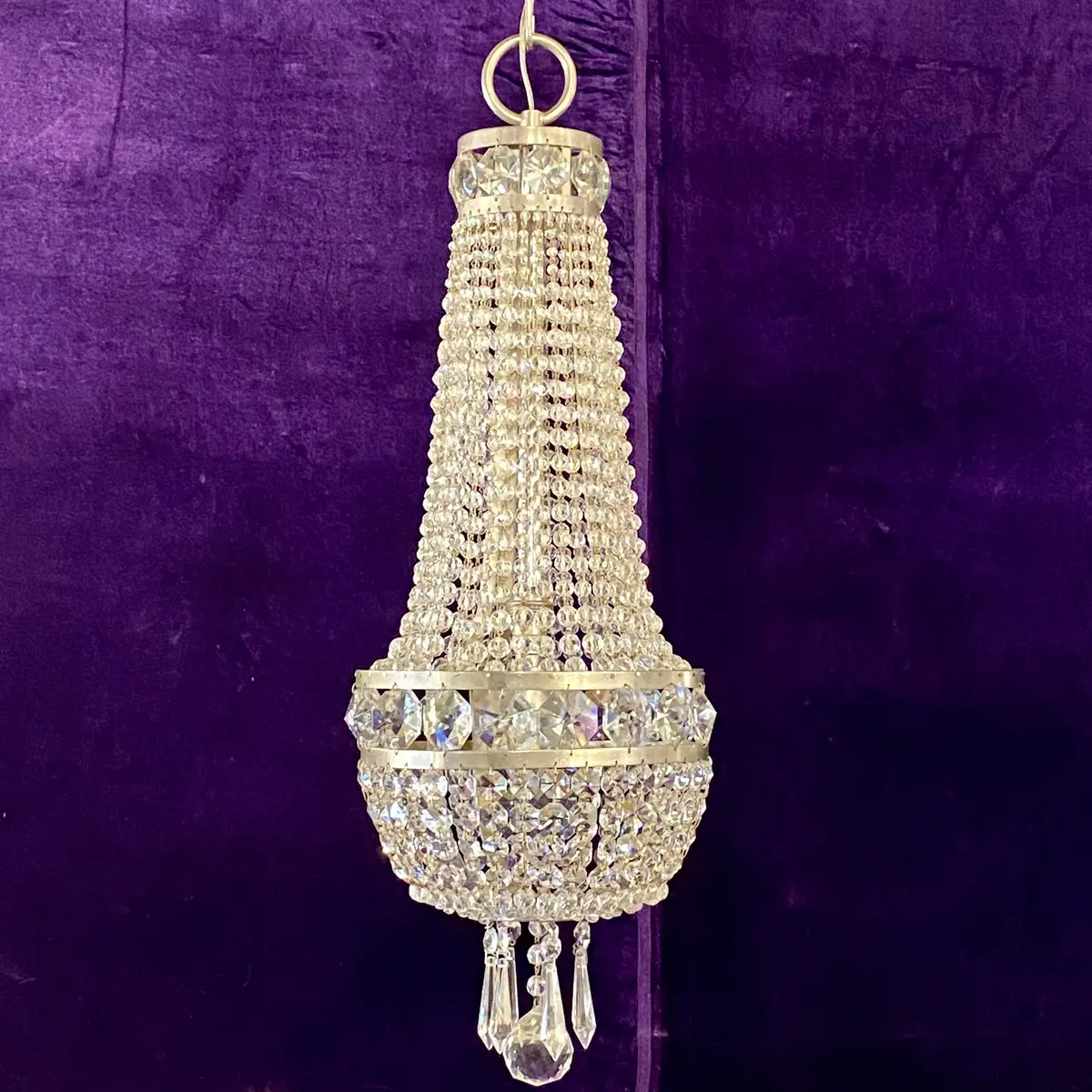 Nickel And Crystal Neoclassical Chandelier - Sold 1
