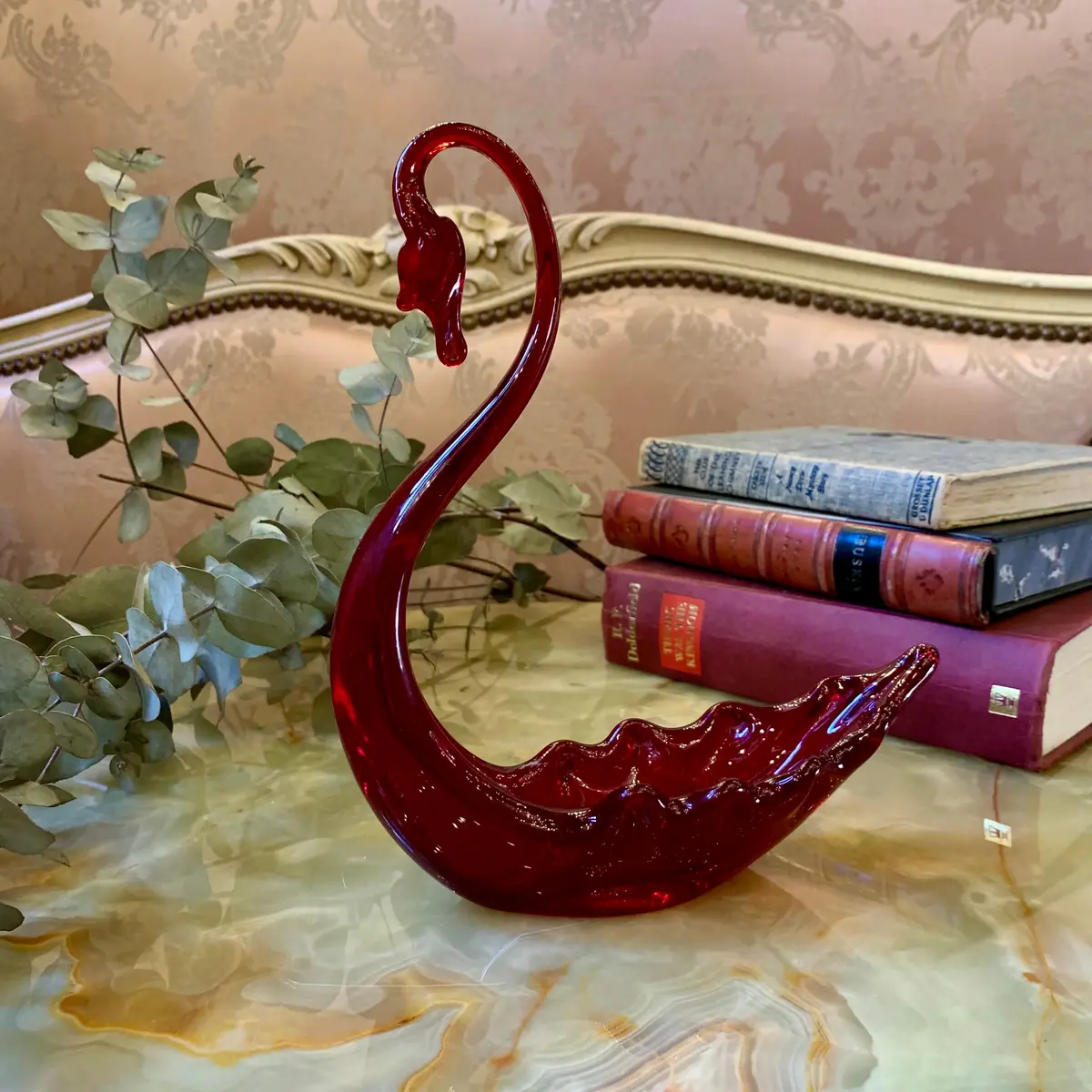 Gorgeous Red Murano Swan Ornament 1