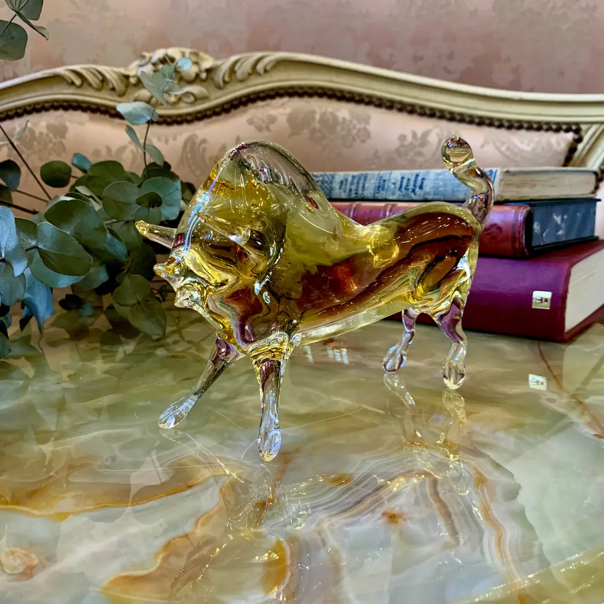 Golden Bull Murano Ornament - Sold 1