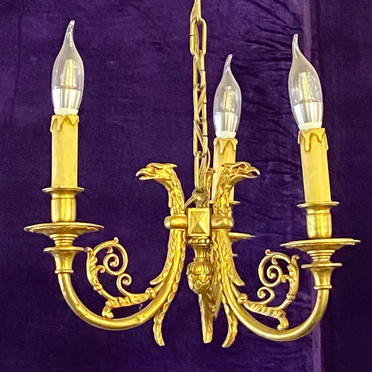 Antique Brass Gryphon Chandelier - Sold 1