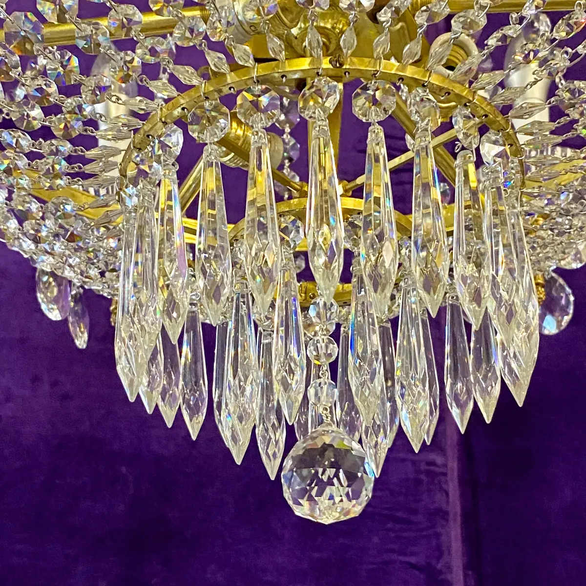 1930'S Italian Gilt Metal And Crystal Neoclassical Chandelier - Sold 2