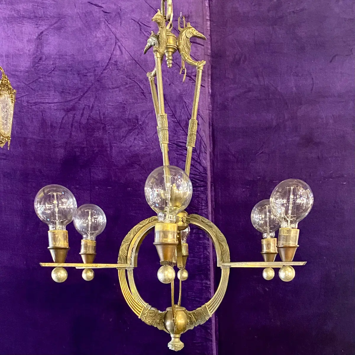 Very Interesting 1930'S Brass Chandelier - Sold 1