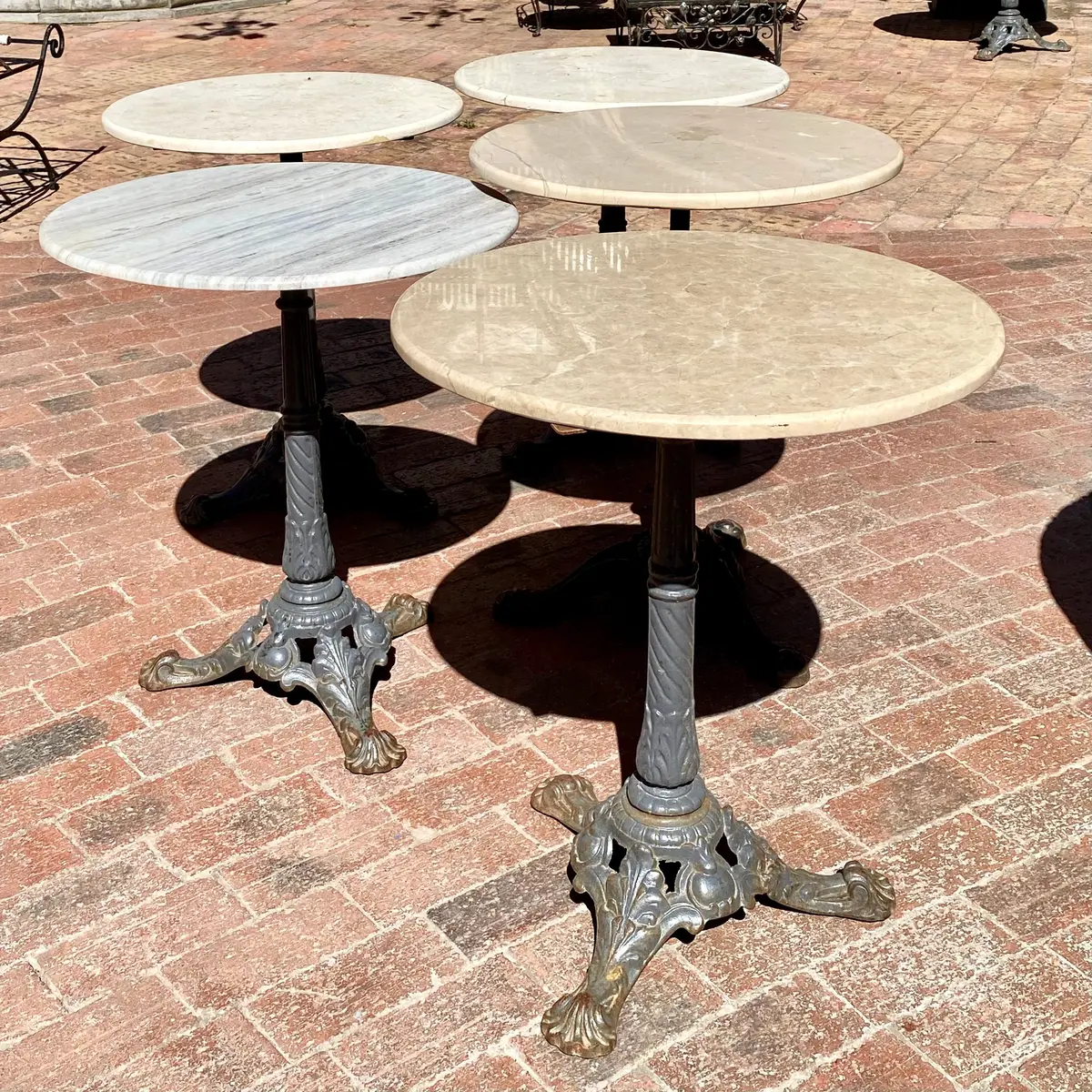 Creme/White Marble Top With Cast Iron Base - Sold 1