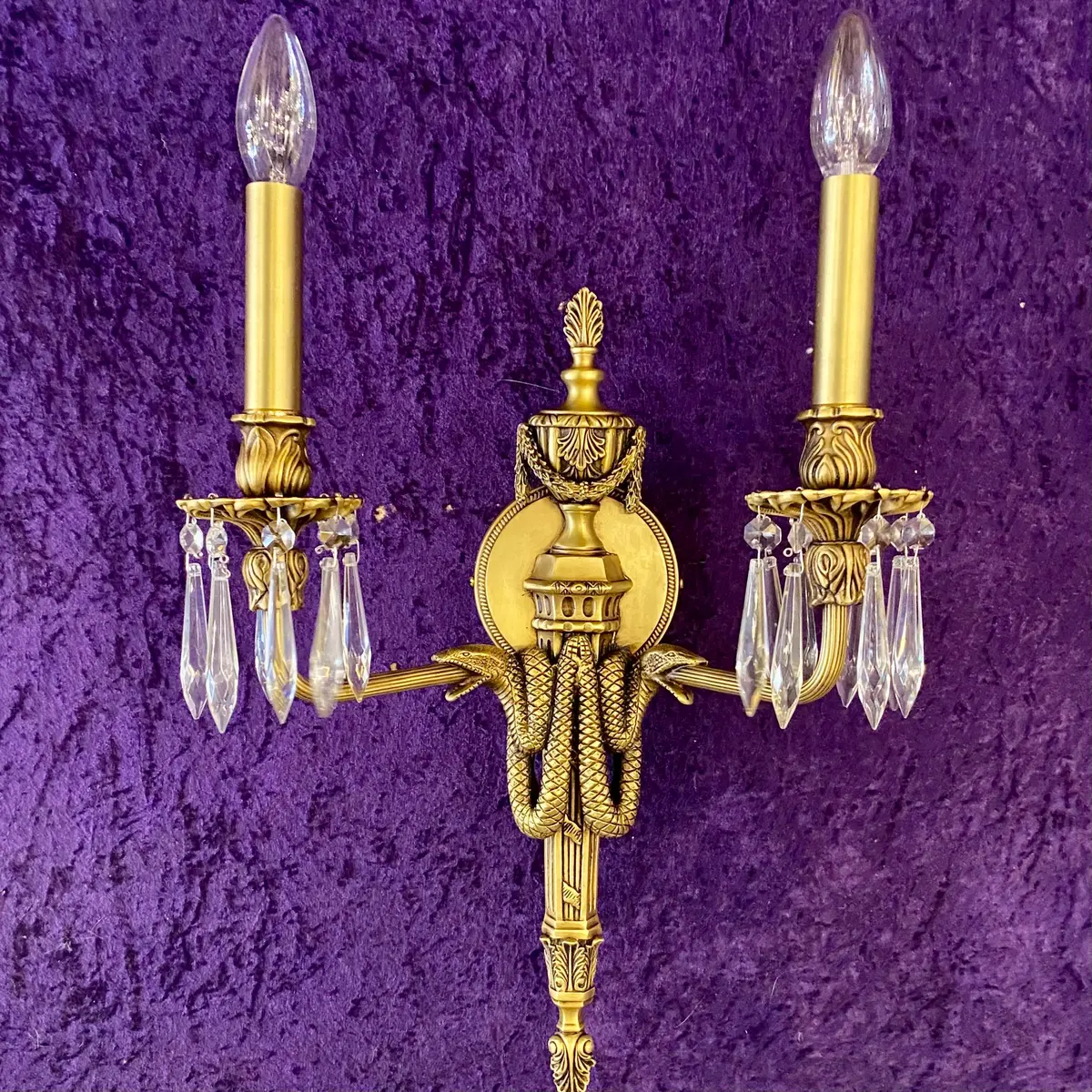 Polished Brass Wall Sconce With Serpent Details - Sold 1