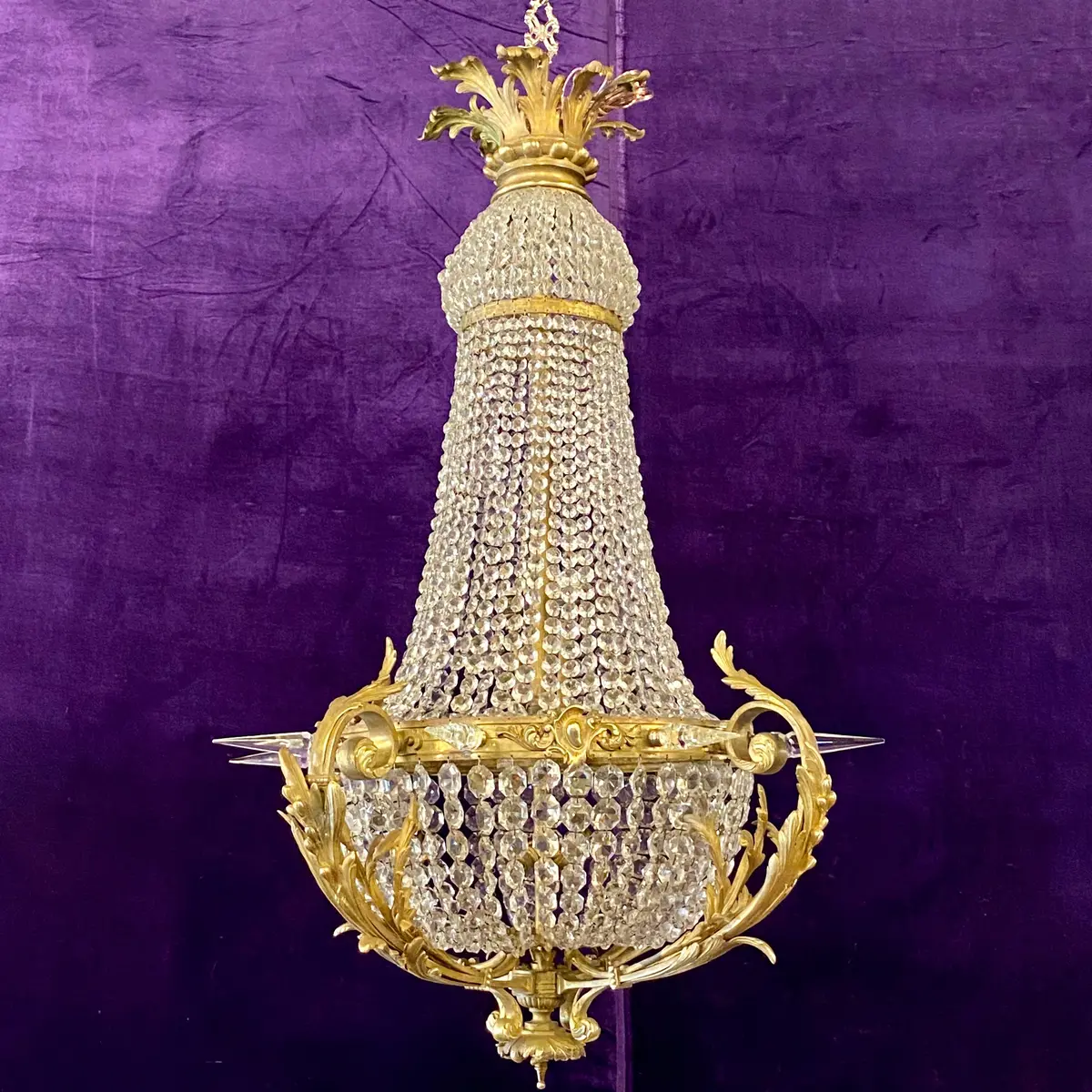 Antique Neoclassical Chandelier With Original Crystals - Sold 1