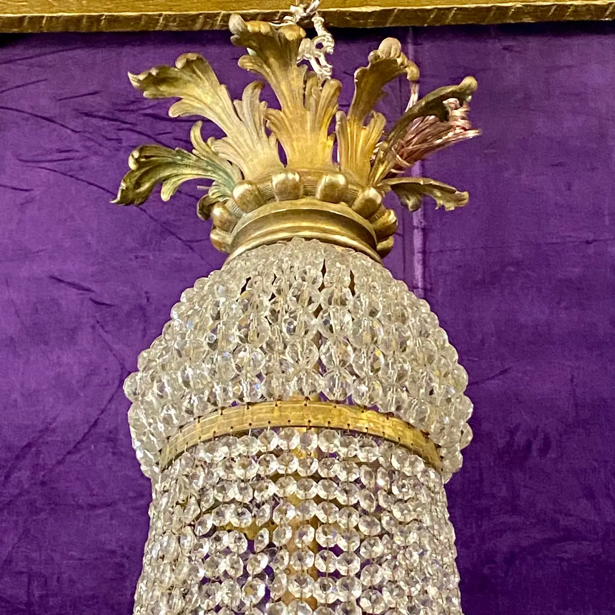 Antique Neoclassical Chandelier With Original Crystals - Sold 2