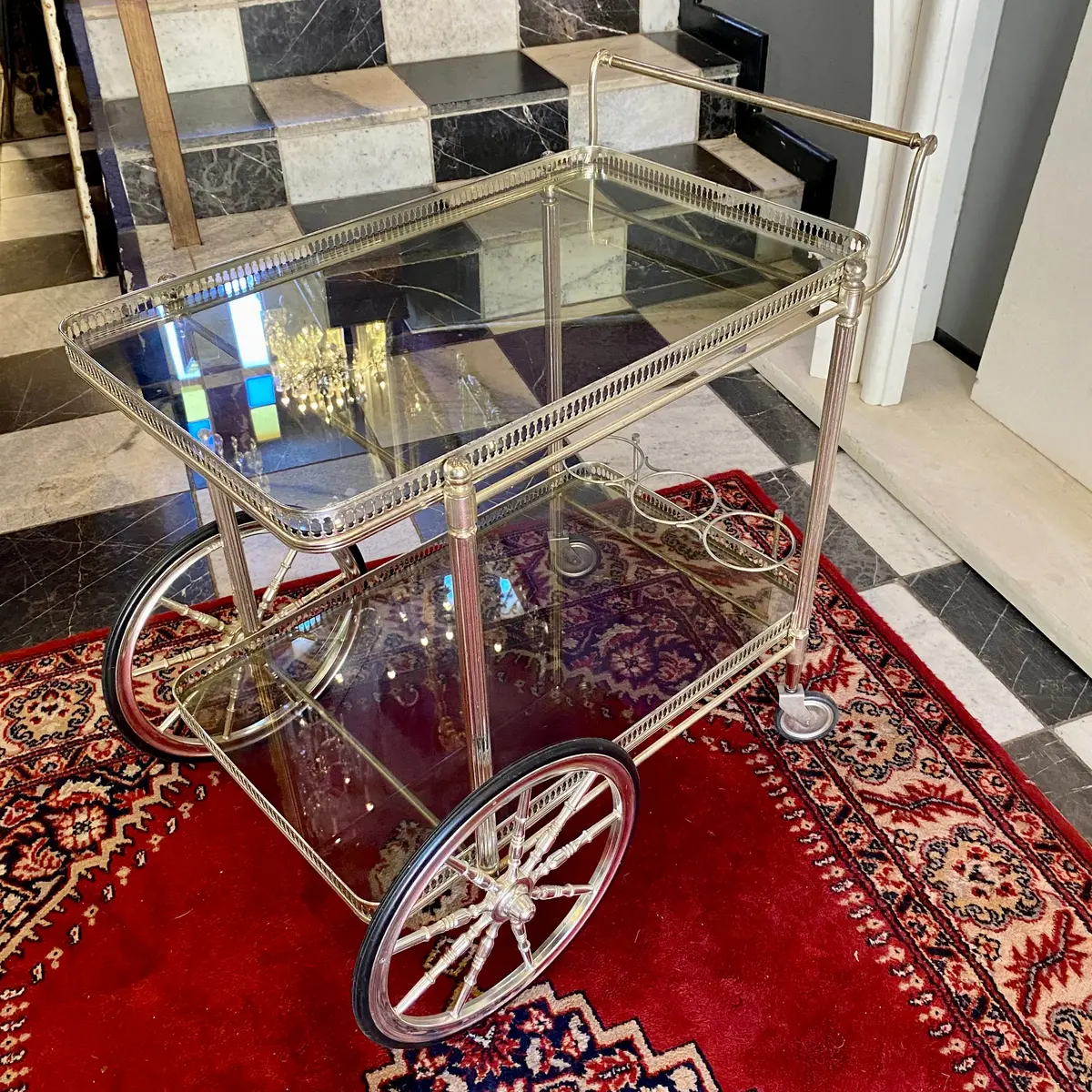 Pretty Vintage Metal And Glass Drinks Trolley - Sold 1