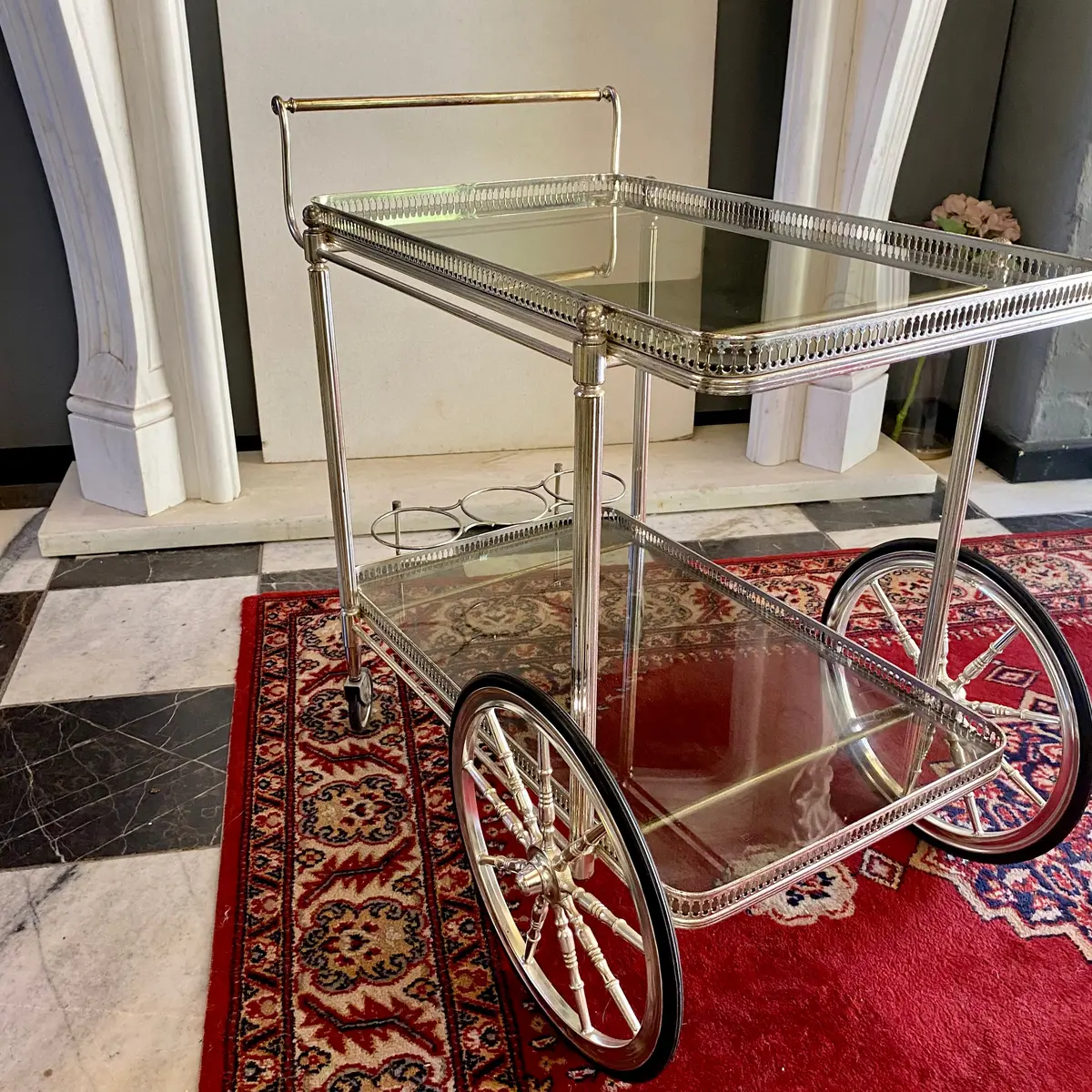 Pretty Vintage Metal And Glass Drinks Trolley - Sold 2