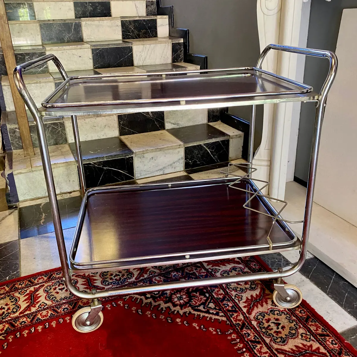 Vintage 1970'S Drinks Trolley With Chrome Frame - Sold 2