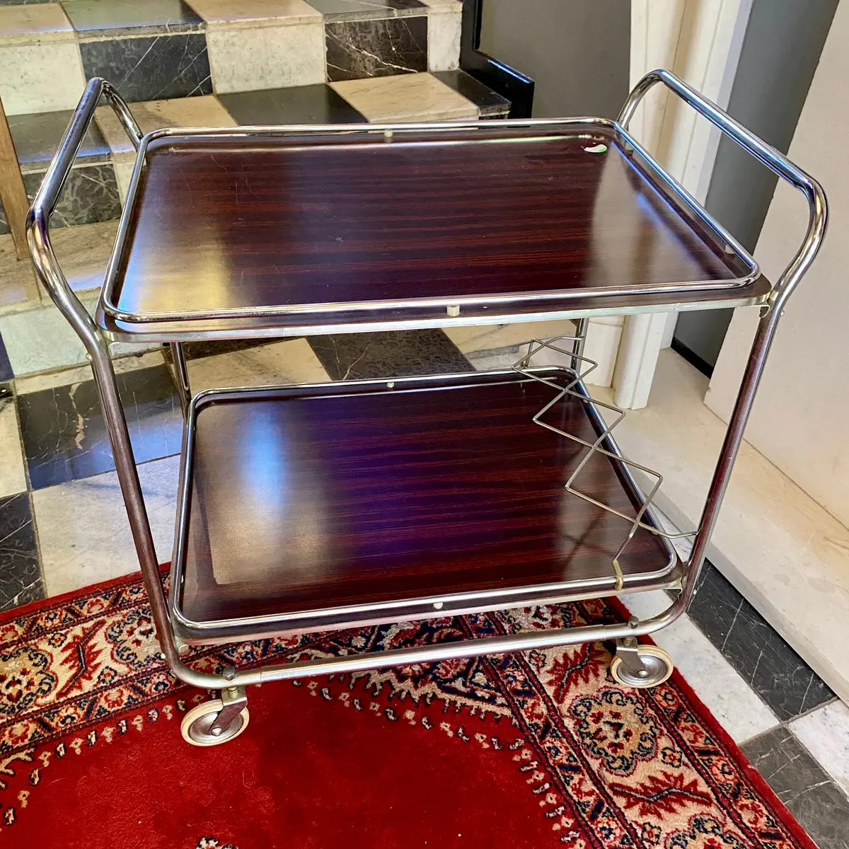 Vintage 1970'S Drinks Trolley With Chrome Frame - Sold 1