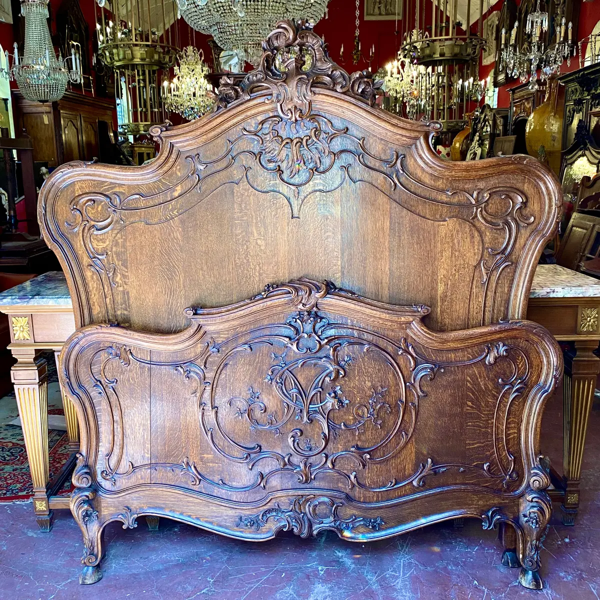 Magnificent Antique French Oak Bed - Queen - Sold 1
