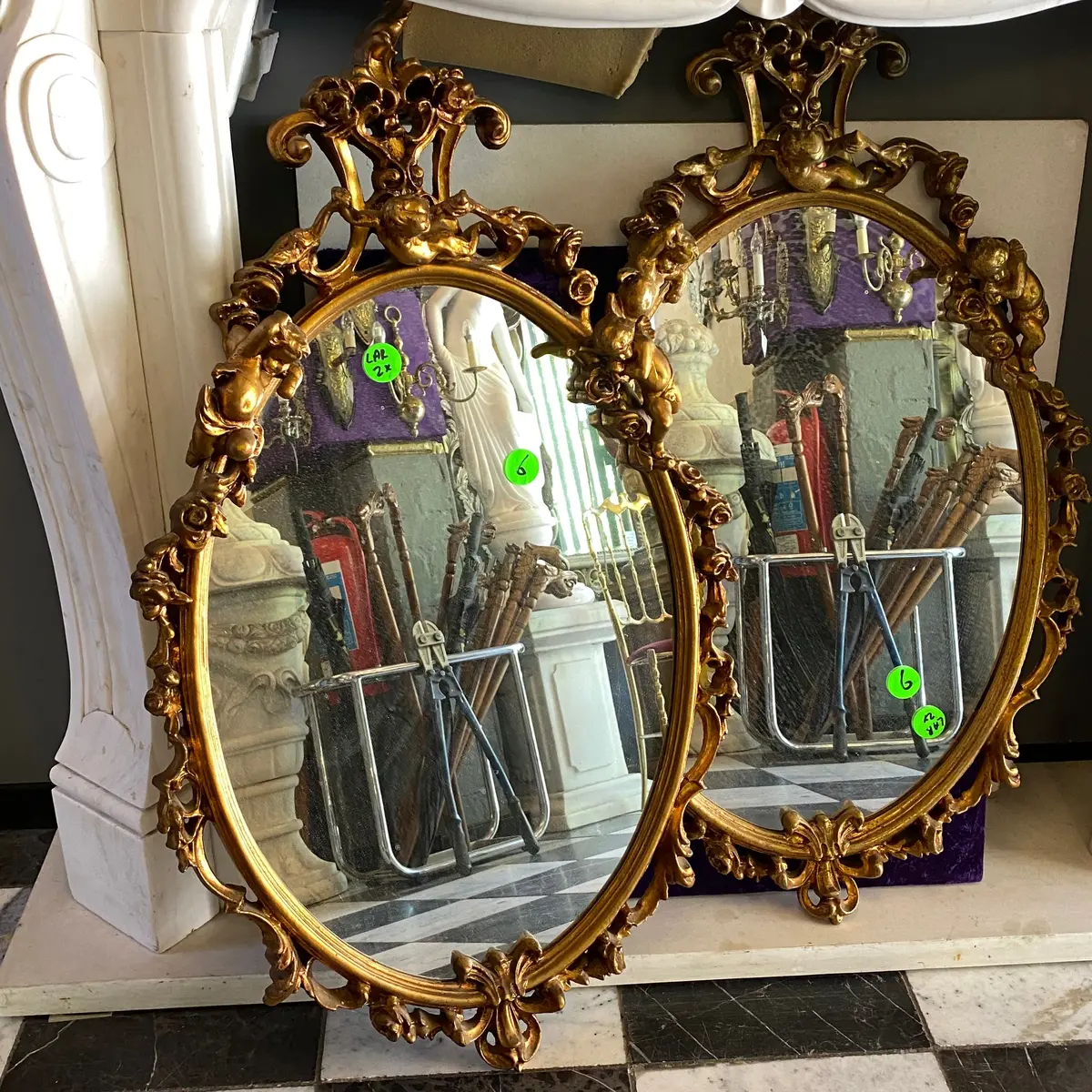 Antique French Gilt Mirrors With Cherubs - Sold 1